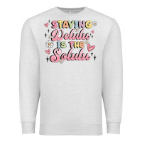 Oatmeal Heather staying delulu is the solulu Premium Sweatshirt - MaliasSmallBusiness