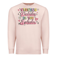 Pale Pink staying delulu is the solulu Premium Sweatshirt - MaliasSmallBusiness