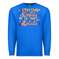 True Royal staying delulu is the solulu Premium Sweatshirt - MaliasSmallBusiness