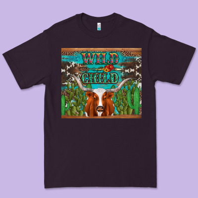 Whild Child Longhorn  Cactus Cowhide Premium Tee Designed By Artiststas