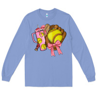 Colony Blue softball coquette bow Long Sleeve Tee - JahusDesignShop