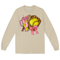 Mushroom softball coquette bow Long Sleeve Tee - JahusDesignShop