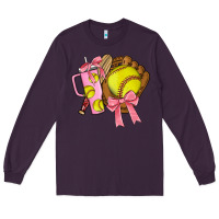 Plum softball coquette bow Long Sleeve Tee - JahusDesignShop