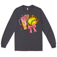 Smoke softball coquette bow Long Sleeve Tee - JahusDesignShop
