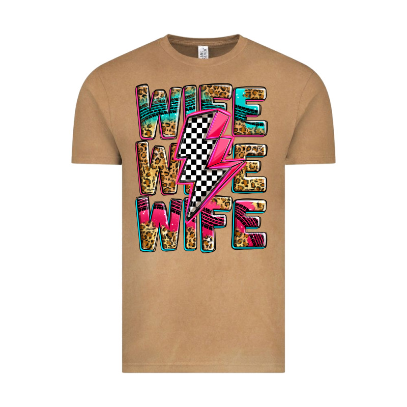 Race Wife Wife Wife Lightningbolt Vintage Tee by Zillion Design Studio | Teevron