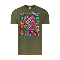 Vintage Olive race wife wife wife lightningbolt Vintage Tee - Zillion Design Studio