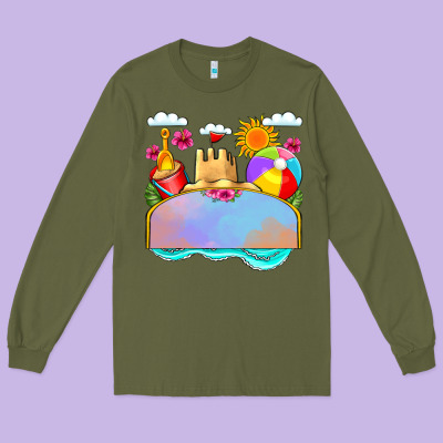 Custom Name Summer Beach Toys Long Sleeve Tee Designed By Jahusdesignshop