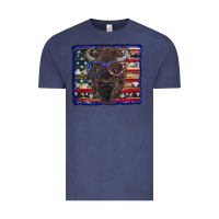 Vintage Denim bison with american flag and glasses Vintage Tee - RanaPortraitStore