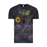 Cloud Black bison head with sunflowers and gemstone Vintage Tee - RanaPortraitStore