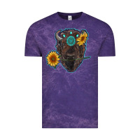 Bison Head With Sunflowers And Gemstone Vintage Tee | Teevron