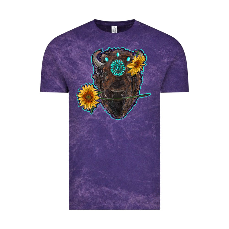 Bison Head With Sunflowers And Gemstone Vintage Tee by RanaPortraitStore | Teevron
