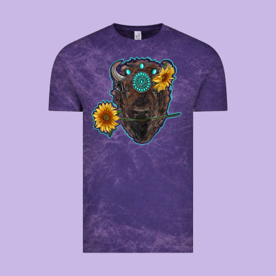 Bison Head With Sunflowers And Gemstone Vintage Tee Designed By Ranaportraitstore