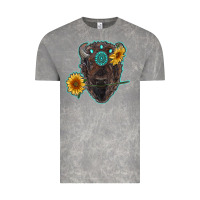 Cloud Rock bison head with sunflowers and gemstone Vintage Tee - RanaPortraitStore