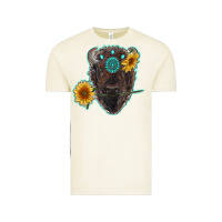 Vintage Arctic bison head with sunflowers and gemstone Vintage Tee - RanaPortraitStore