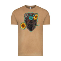Vintage Camel bison head with sunflowers and gemstone Vintage Tee - RanaPortraitStore