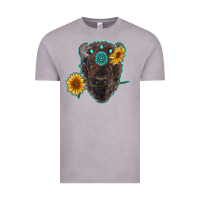 Vintage Zinc bison head with sunflowers and gemstone Vintage Tee - RanaPortraitStore