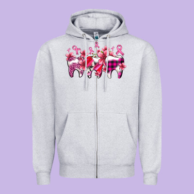 Cancer Ribbon With Teeth Zipper Hoodie Designed By Adodesignshop