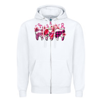 White cancer ribbon with teeth Zipper Hoodie - AdoDesignShop