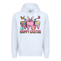 White Happy Easter Dental And Egg Premium Hoodie - BundleAndBundleShop
