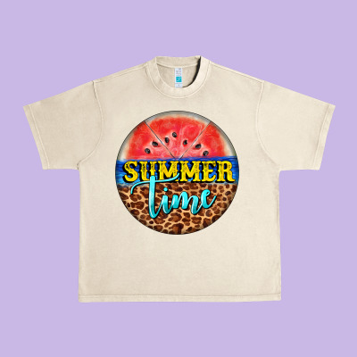 Summer Time Watermelon Urban Heavy Tee Designed By Barkaloodesign
