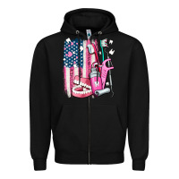 Black American flag and dental elements with teeth Zipper Hoodie - AdoDesignShop