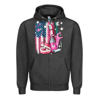 Charcoal Heather American flag and dental elements with teeth Zipper Hoodie - AdoDesignShop