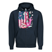 Navy American flag and dental elements with teeth Zipper Hoodie - AdoDesignShop