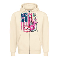 Sandshell American flag and dental elements with teeth Zipper Hoodie - AdoDesignShop