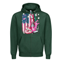 Sports Green American flag and dental elements with teeth Zipper Hoodie - AdoDesignShop