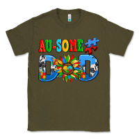 Army Green ausome autism dad Classic Tee - AdoDesignShop