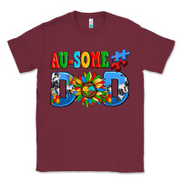 Burgundy ausome autism dad Classic Tee - AdoDesignShop