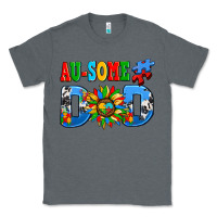 Charcoal Heather ausome autism dad Classic Tee - AdoDesignShop