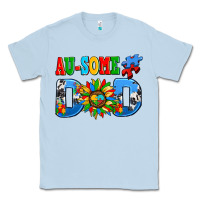 Dusty Blue ausome autism dad Classic Tee - AdoDesignShop