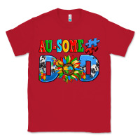 Red ausome autism dad Classic Tee - AdoDesignShop