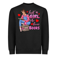 Black just a girl who loves books Heavyweight Sweatshirt - texasbilliewilder