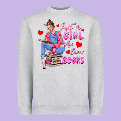 Just A Girl Who Loves Books Heavyweight Sweatshirt Designed By Texasbilliewilder
