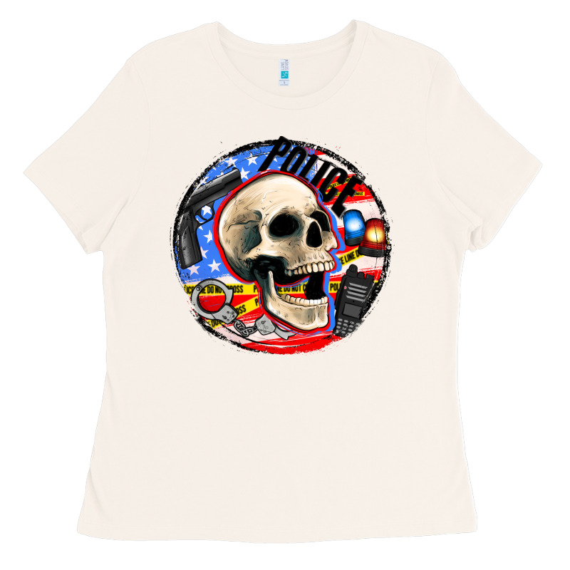 Police Skull And Police Equipment Ladies Tee by AdoDesignShop | Teevron