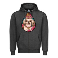 Charcoal Heather shih tzu teardrop earrings Zipper Hoodie - Artiststas