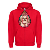 Red shih tzu teardrop earrings Zipper Hoodie - Artiststas