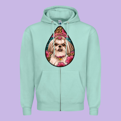 Shih Tzu Teardrop Earrings Zipper Hoodie Designed By Artiststas