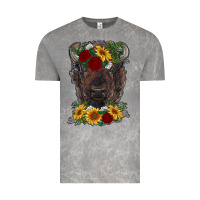 Cloud Rock bison face with flowers Vintage Tee - RanaPortraitStore