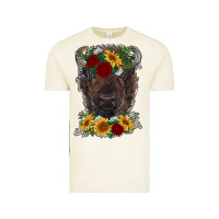 Vintage Arctic bison face with flowers Vintage Tee - RanaPortraitStore