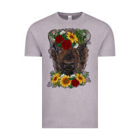 Vintage Zinc bison face with flowers Vintage Tee - RanaPortraitStore