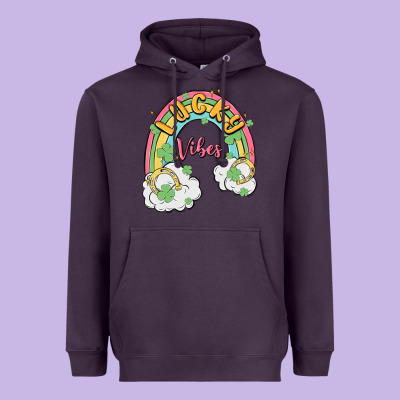 Lucky Vibes Heavyweight Hoodie Designed By Maliassmallbusiness