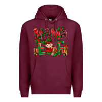 Burgundy Mama Elf With Gift Christmas Premium Hoodie - BundleAndBundleShop