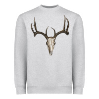 Heather Grey deer skull Heavyweight Sweatshirt - RanaPortraitStore