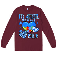 Burgundy in april we wear blue Long Sleeve Tee - JahusDesignShop