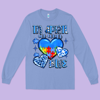 In April We Wear Blue Long Sleeve Tee Designed By Jahusdesignshop