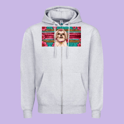 Shih Tzu License Plate Zipper Hoodie Designed By Artiststas