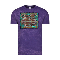 Cloud Purple aztec background with gemstone and cowhide Vintage Tee - RanaPortraitStore